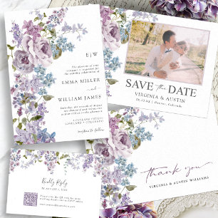 Elegant Lilac Wedding Photo Save The Date