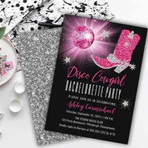 Faux Glitter Pink Disco Cowgirl Bachelorette Party Shot Glass