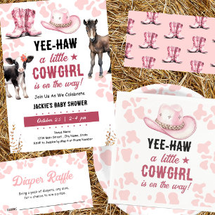 Little Cowgirl pink Rodeo Store Registry Enclosure Card