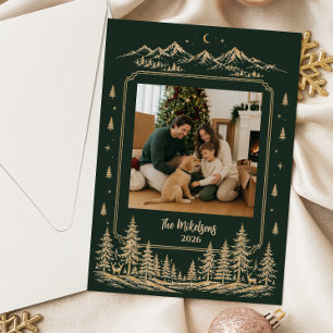 Photo Timeless Gold Christmas Tree Landscape Acrylic Invitations