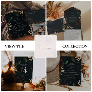 Dark Velvet Burgundy Rose   Autumn Winter Wedding  Invitation
