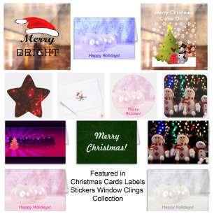 Cute Kawaii Face Christmas Tree Scene, ZSG Holiday Card