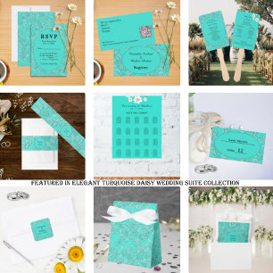 Elegant Romantic Daisies Floral Turquoise Wedding Magnetic Invitation