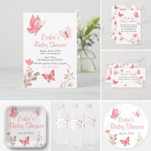 Girly Cute Floral Pink Butterflies Books For Baby Enclosure Card