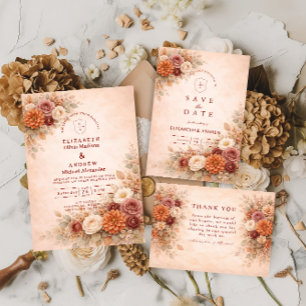 Romantic Fall Floral Wedding RSVP Card