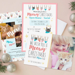 'Meowy Christmas' Holiday Cats In Antlers Photo