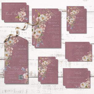 Pastel Floral Modern Pink Wedding Invitation