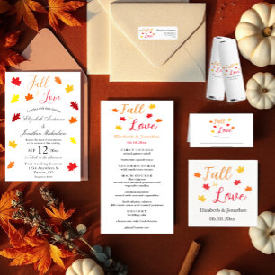 Fall In Love Autumn Leaves Wedding Invitation