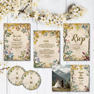 Photo Boho Autumn Wildflower Botanical Wedding  Save The Date