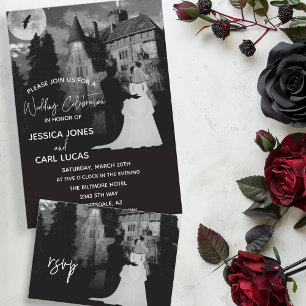 Halloween Mansion Couple Wedding October Invitation