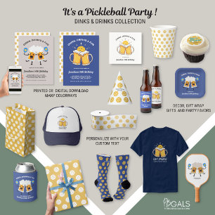Dinks & Drinks Beer Mugs Pickleball Birthday Party Invitation