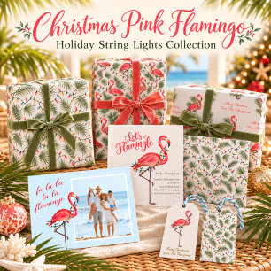 Christmas Holiday Lights Pink Festive Flamingo Invitation