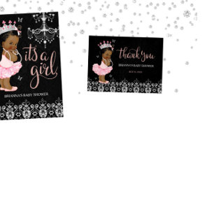 African American Diamond Princess Girl Baby Shower Invitation