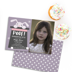 POOF Magic Show Birthday Party Bunny Photo Invitation