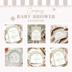 Green Camping Baby Shower Books for Baby Enclosure Card