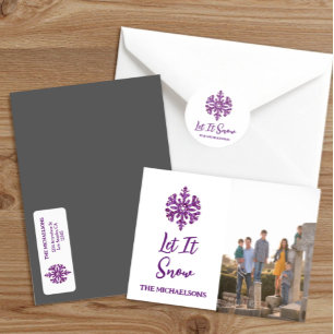Let It Snow Purple Snowflake Classic Round Sticker