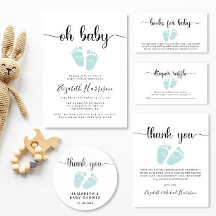 Budget Oh Baby Mint Green Sprinkle Invitation