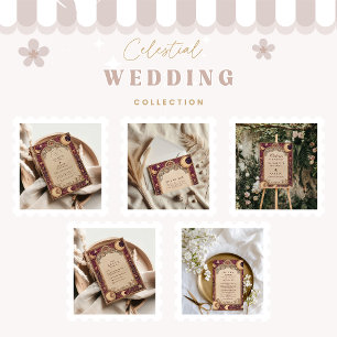 Burgundy Celestial Moon Wedding Save The Date