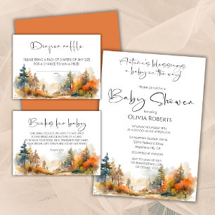Rustic Woodland Autumn Forest diaper raffle ticket Enclosure Card