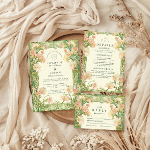 Art Nouveau Pink Sweet Pea Wedding Thank You Card