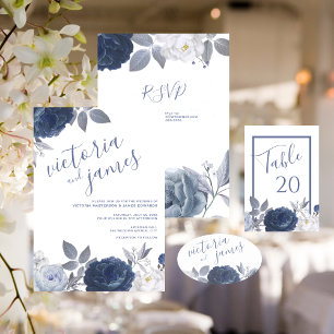 Summer Wedding Bright Blue Floral Return Address Return Address Label