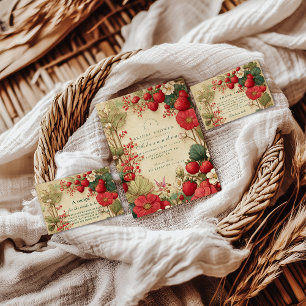 Whimsical Strawberry Botanicals Bridal Shower Napkin