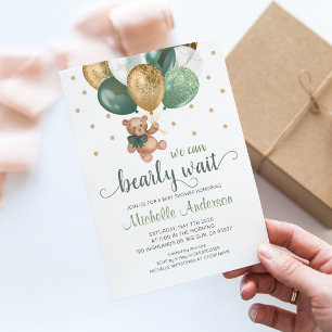 Teddy Bear Sage Green Books for Baby Shower Enclosure Card