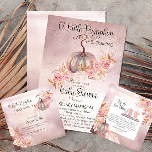 A Little Pumpkin Is Blooming Pink Baby Shower Invi Invitation