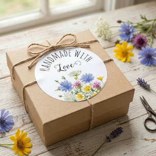 Thank you colourful watercolor wildflower square business card