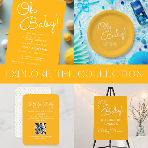 Minimal Yellow Dots Gifts QR Code Baby Shower Enclosure Card