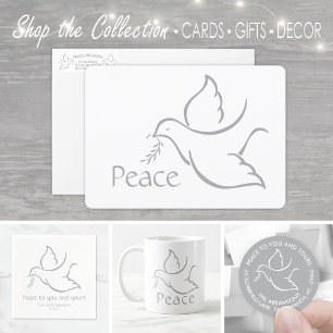 Bird of Peace Modern Minimalist Dove 1 Photo White Holiday Card