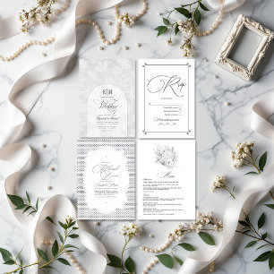 Vintage Polka Dot and Lace Rehearsal Dinner Invitation