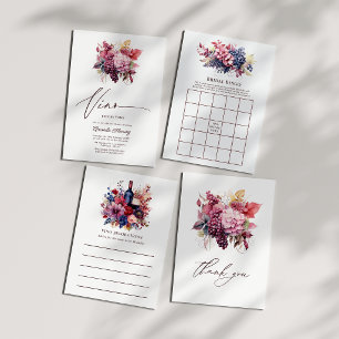 Vino Before Vows Floral Wine Bridal Shower Thank You Card