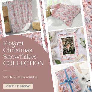 Elegant Christmas Blush Pink Snowflakes Bath Mat