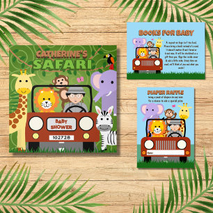 Jungle Safari Zoo Animal Baby Shower Diaper Raffle Enclosure Card
