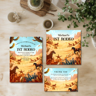 Rustic Cowboy Rodeo 1st Birthday Celebration Invitation