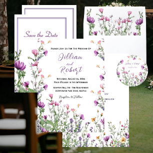 Wildflower Garden Elegant Purple Wedding Guest Book