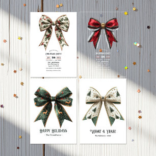 Holly Bow Holiday Christmas Party Invitation