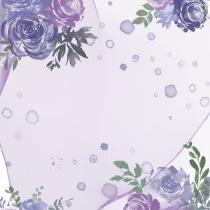 Periwinkle Purple Peony Alcohol Ink Wedding Shower Invitation