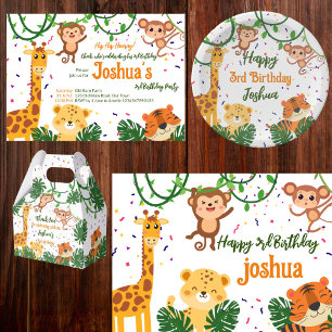 Cute jungle animal party  invitation template