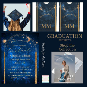 Graduation Elegant Crest Simple Blue Celebration  Invitation
