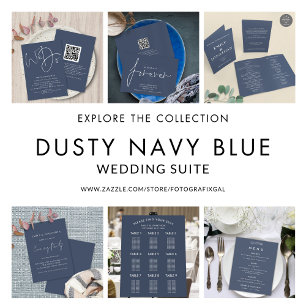 Budget Simple Text Dusty Navy Blue Wedding Menu