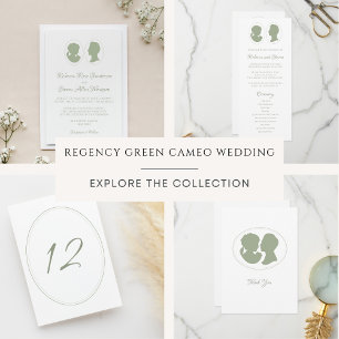 Classic Regency Green Cameo Wedding Ceremony Program