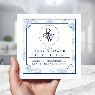 Blue Toile de Jouy Baby Shower Invitation