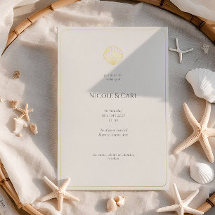 Elegant Gold Seashell Wedding invitation