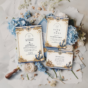 Nautical Compass Anchor Wedding Invitation