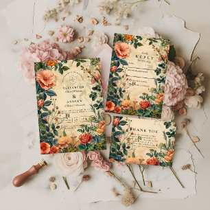 Vintage Rose Garden Wedding Invitation