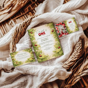 Photo Vintage Garden Lady Bug 1st Birthday Invitation