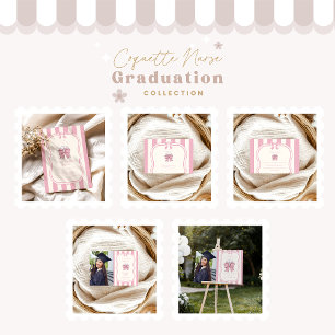  Photo Fancy Coquette Pink Bow Nurse Graduation Announcement
