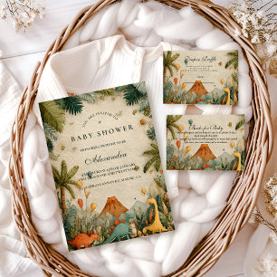 Tropical Dino Adventure Baby Shower Diapper Raffle Enclosure Card